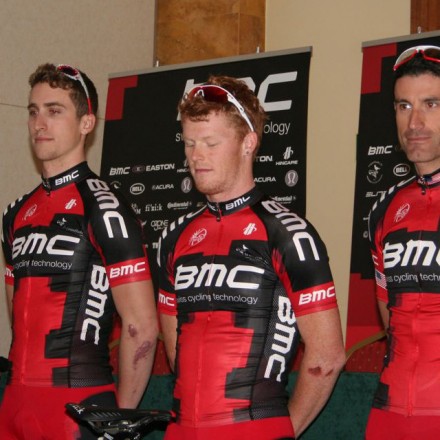 American Riders on BMC Racing: Larry Warbasse, Taylor Phinney, John Murphy, George Hincapie show off 2011 team colors at Spain Press day - Image ©Copyright Fitzalan Gorman/ usprocyclingnews.com