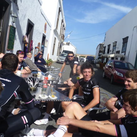 Coffee stop in the Spanish sun this morning after a recovery spin