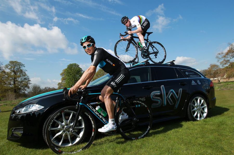 Mark Cavendish & Juan Antinio Flecha Jaguar Sportbrake & Team Sky Launch - ©Copyright Jaguar & Team Sky
