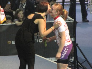 Emily on the podium at the beginning of her run as DHL Future Stars Champion - ©2010 Anna Magrath/Cycling Shorts.