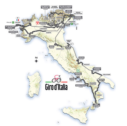 The route of the 2013 Giro