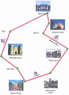 The Map shows the six castles en route. A simply wonderful 103 miles.