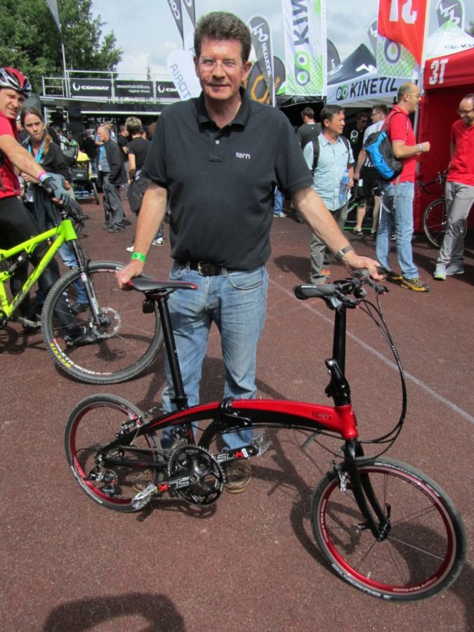 Mark Bickerton, MD Tern Folding Bikes with his top of the range Tern Verge X20. SRAM 20 speed. 8.6 kg.